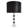 Lampa stołowa czarna NIKOL z szklaną podstawą i welwetowym abażurem