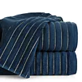 Ręcznik kąpielowy 70x140 cm kolor granatowy zdobiony prążkami z błyszczącej nici 500 g/m2 LUNARI
