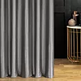 Zasłona szyta na taśmie 5 cm grafitowa z gładkiej, zaciemniającej tkaniny z wyraźnym splotem