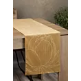 Bieżnik na stół miodowo, złocisty 35x140 cm welwetowy BLINK 12 z dużym wzorem kwiatu lotosu