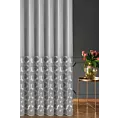 Firana szyta na taśmie 5 cm biało srebrna z miękkiej tkaniny z geometrycznym wzorem, haftowanym błyszczącą nicią Italissima Eva Minge
