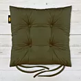 Poduszka na krzesło 40 x 40 x 8 cm dwustronna welwetowa ciemnooliwkowa z czterema pikowaniami
