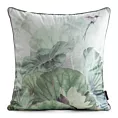 Poszewka na poduszkę 45x45 cm welwetowa, zielono srebrna zdobiona egzotycznym nadrukiem VELVET 194 Eurofirany Premium