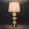 Lampa stołowa biało, złota SANNY z podstawy z szklanych bombek
