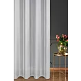 Firana szyta na taśmie 5 cm srebrna z miękkiej tkaniny o delikatnym połysku, wykończona obciążnikiem