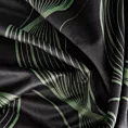 Zasłona czarno, zielona z wzorem pionowych fal, z welwetu 140x250 cm przelotka - POLA