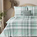 Pościel 160x200 cm flanelowa kolor miętowy, jasnoszary w klasyczną kratę MONTENEGRO Terra Collection