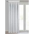 Dekoracja okienna biało, srebrzysta z etaminy zdobiona subtelnym wzorem 140x270 cm taśma  - ARLENA