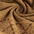 Ręcznik kąpielowy 50x90 cm bawełniany kolor miodowy z żakardowym wzorem ornamentów 500 g/m2 SARA