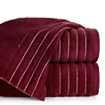 Ręcznik kąpielowy 50x90 cm kolor bordowy zdobiony prążkami z błyszczącej nici 500 g/m2 LUNARI