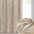 Zasłona beżowo szampańska zdobiona nadrukiem liści 140x250 cm złota przelotka - MILENA