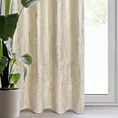 Zasłona welwetowa jasnobeżowo, złota zdobiona przecieranym wzorem 140x250 cm przelotka - RENIA