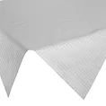Obrus na stół srebrny 85x85 cm z żakardowej tkaniny FLASH w prążki przetykany srebrną nicią