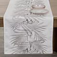 Bieżnik na stół naturalno, stalowy 40x180 cm INES z nadrukowanym motywem liści palmowych