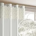 Zasłona kremowa z welwetu zdobiona aplikacją 3D róż 140x250 cm przelotka - ROSES Eva Minge