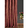 Zasłona szyta na taśmie 5 cm bordowo miedziana z welwetowej, miękkiej tkaniny, z połyskującym nadrukiem