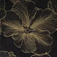 Zasłona czarna z błyszczącego welwetu w złote kwiaty 140x300 cm taśma - STELLA