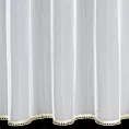 Firana biała z gładkiej matowej mikrosiateczki z ozdobną złotą koronką 300x150 cm przelotka CASSIE