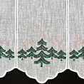 Tkanina firanowa zazdrostka z etaminy zdobiona świątecznym haftem z motywem choinek