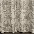 Zasłona szyta na taśmie 5 cm naturalno beżowa z żakardowej tkaniny z dodatkiem bawełny zdobiona botanicznym wzorem ze srebrną nicią