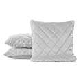 Poszewka na poduszkę 45x45 cm welwetowa, srebrna pikowana we wzór karo z ozdobną wypustką VELVET 27 Eurofirany Premium