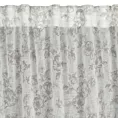 Dekoracja okienna biało, popielata z lekkej etaminy w stylu eco z kwiatowym nadrukiem 140x270 cm taśma/szelki - WIKI