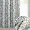 Zasłona biało, niebieska z tkaniny zaciemniającej zdobiona nadrukiem roślinnym 135x250 cm przelotki - ASHLEY
