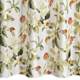 Zasłona biało, oliwkowa w kwiaty z tkaniny welwetowej 140x250 cm przelotka ALEA