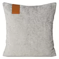 Poszewka na poduszkę 45x45 cm bawełniana z miękkiej szenilowej tkaniny ze skórzaną wstawką szara SZENIL