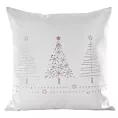 Poszewka na poduszkę 45x45 cm biało srebrna zdobiona błyszczącym wzorem