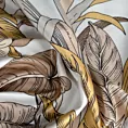 Zasłona beżowo, biała z wzorem egzotycznych liści 140x250 cm przelotka - BARI - Design 91