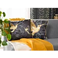 Poszewka na poduszkę 45x45 cm welwetowa, czarno złota, dwustronna z motywem złotego kolibra VELVET 135 Eurofirany Premium