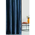 Zasłona szyta na tunelu granatowa z tkaniny welwetowej w pionowe prążki, wykończona obciążnikiem