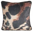 Poszewka na poduszkę 45x45 cm welwetowa, brązowo czarna z designerskim nadrukiem i wypustką na brzegach MING 16 B Eva Minge