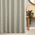 Zasłona szyta na taśmie 8 cm beżowo zielona z tkaniny bawełnianej o naturalnym wyglądzie drukowanej w drobny botaniczny wzór
