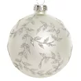 Bombka szklana  zdobiona brokatowym wzorem gałązek