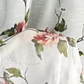 Zasłona biało, różowa z etaminy zdobiona nadrukiem pnących kwiatów 135x250 cm przelotki - RUTH