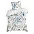 Pościel 140x200 cm bawełniana kolor biały, zielony z motywem botanicznym SPRING 52