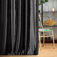 Zasłona szyta na taśmie 5 cm SAFARI czarna z miękkiej welwetowej tkaniny z połyskiem