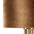 Lampa stojąca brązowo, złota PERI o minimalistycznej podstawie i welwetowym abażurem