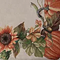Bieżnik na stół naturalno, pomarańczowy 40x100 cm gobelinowy zdobiony motywem słoneczników i dyń