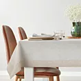 Obrus naturalny 145x300 cm KAREN z ozdobną listwą z tkaniny z dodatkiem lnu DIVA LINE