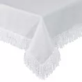 Obrus biały 140x180 cm TINA zdobiony puszystymi frędzlami EUROFIRANY PREMIUM