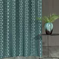 Zasłona ciemnoturkusowo, srebrna z geometrycznym wzorem 140x250 cm przelotka - CUBE