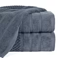 Ręcznik do rąk 30x50 cm bawełniany kolor stalowy z ozdobną bordiurą w paseczki 500 g/m2 ADORE