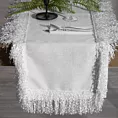 Bieżnik na stół biały 40x140 cm TINA zdobiony puszystymi frędzlami EUROFIRANY PREMIUM