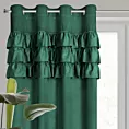Zasłona welwetowa ciemnozielona zdobiona falbanami 140x250 cm przelotka - SAMI