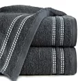 Ręcznik do rąk 30x50 cm bawełniany kolor grafitowy z subtelną bordiurą w paseczki 500 g/m2 ALLY