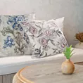 Poszewka na poduszkę 45x45 cm bawełniana z dodatkiem lnu różowo stalowa z nadrukiem i wypustką na brzegach LEN 13