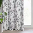Zasłona naturalno, szara w stylu eko w piękny wzór kwiatów 140x260 cm przelotka - FRIDA